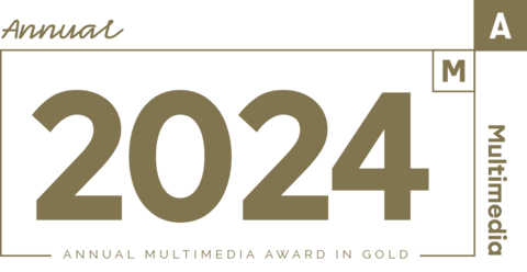 Annual Multimedia Award Signet 2024 Zu sehen ist das Annual Multimedia Award Signet in Gold für 2024.